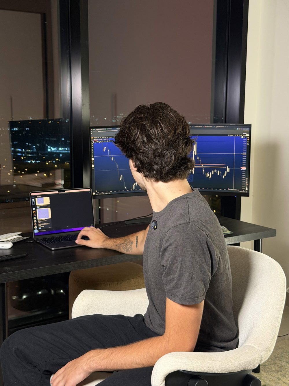 Jonathan Verstraeten at his trading desk in Dubai